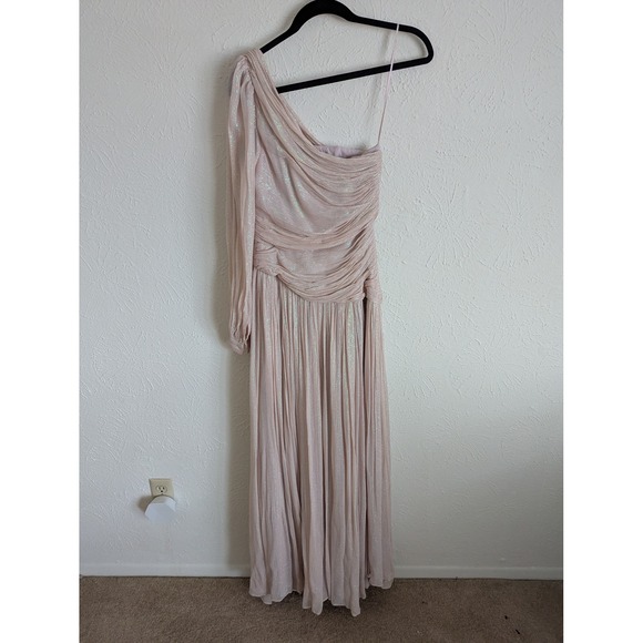 NWT BHLDN Jade Metallic One-Shoulder Maxi Dress size 0 baby pink formal - Picture 6 of 10